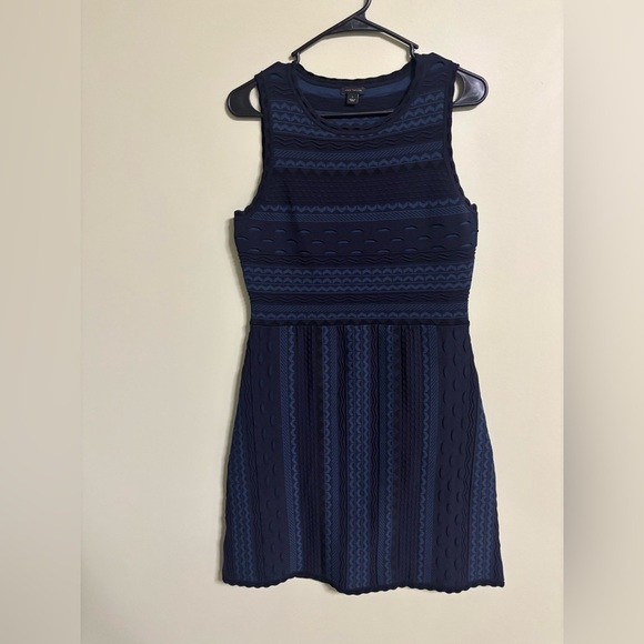 Ann Taylor Dresses & Skirts - Ann Taylor Blue and Black Texture Stitch Flare Dress Size Small 4-6 Sleeveless
